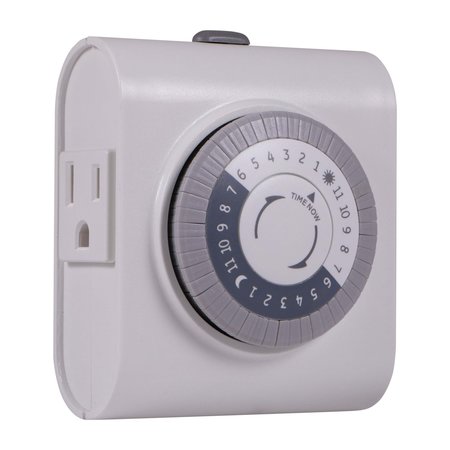 GE GE 24hr Mechanical Timer, 2-Grounded Outlets, White 15075